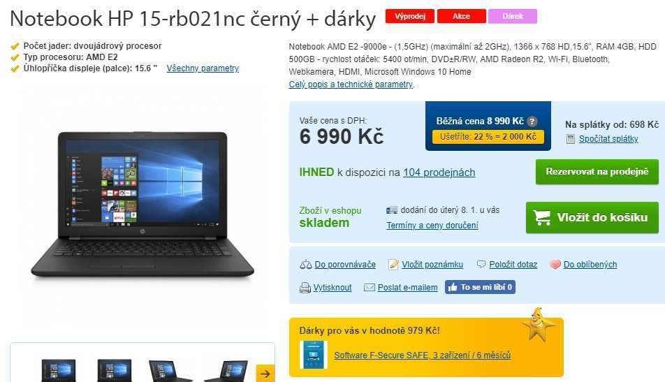 HP, až 2 GHz, 4 GB RAM, 15,6"