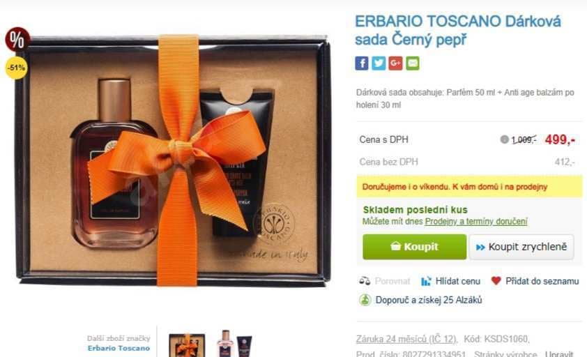 Dárková sada Erbario Toscano, parfém a balzám