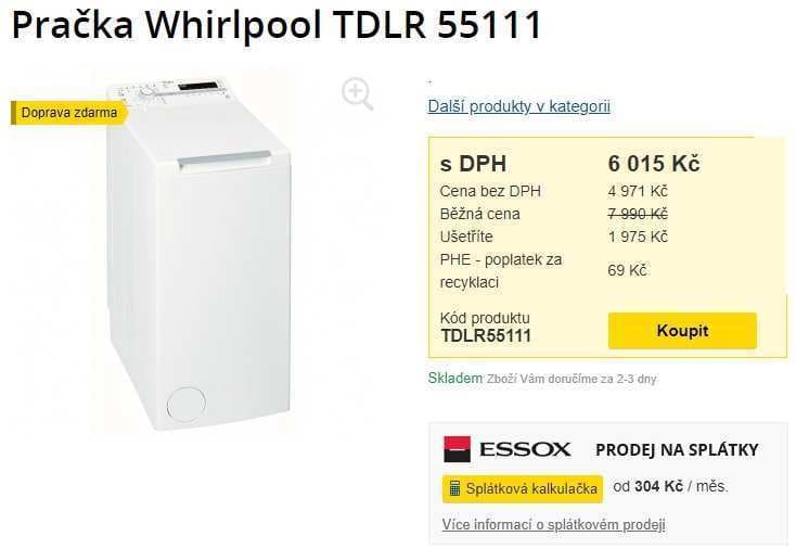 Whirlpool, 5,5kg, 1100 ot., A++