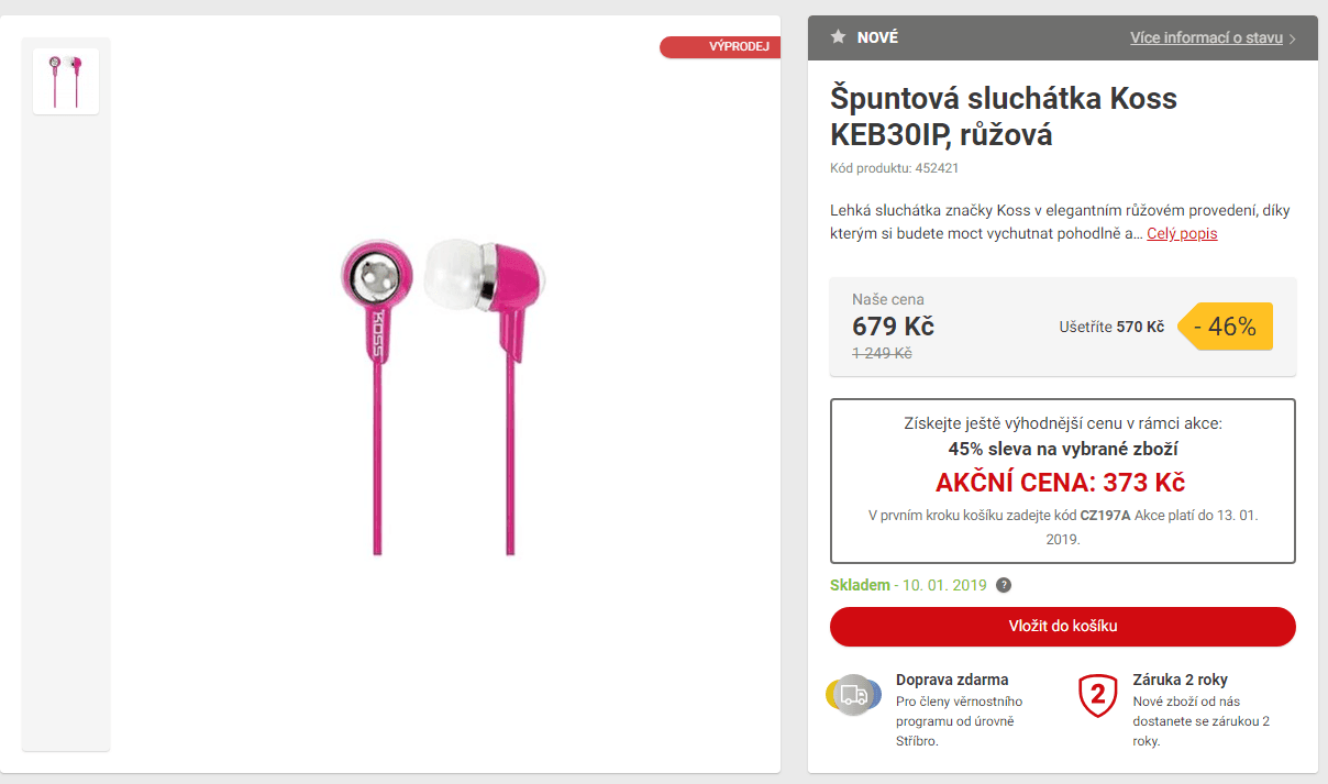 Špuntová sluchátka Koss KEB30IP
