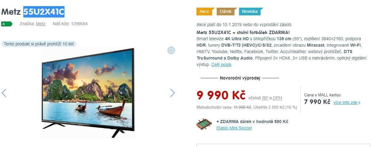 Ultra HD Smart TV, HDR, 139cm, Metz