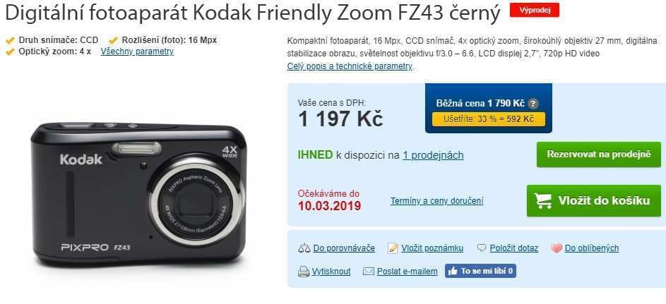 Kodak Friendly Zoom FZ43, 16Mpx