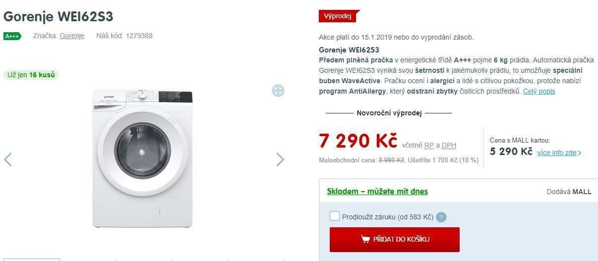 Pračka Gorenje, 6kg, 1200 ot., A+++