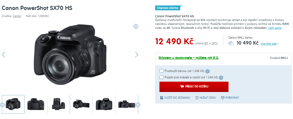 Canon SX70, 20,3MPx, 65x zoom, BT, Wifi
