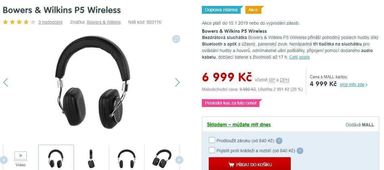 Bezdrátová sluchátka Bowers & Wilkins P5
