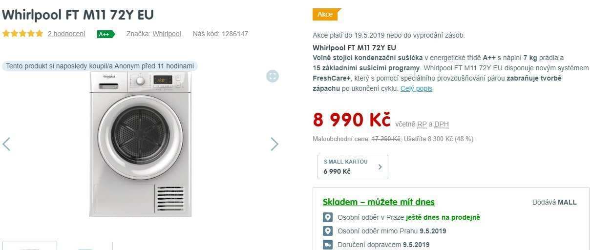 Kondenzační sušička Whirlpool, 7 kg, A++