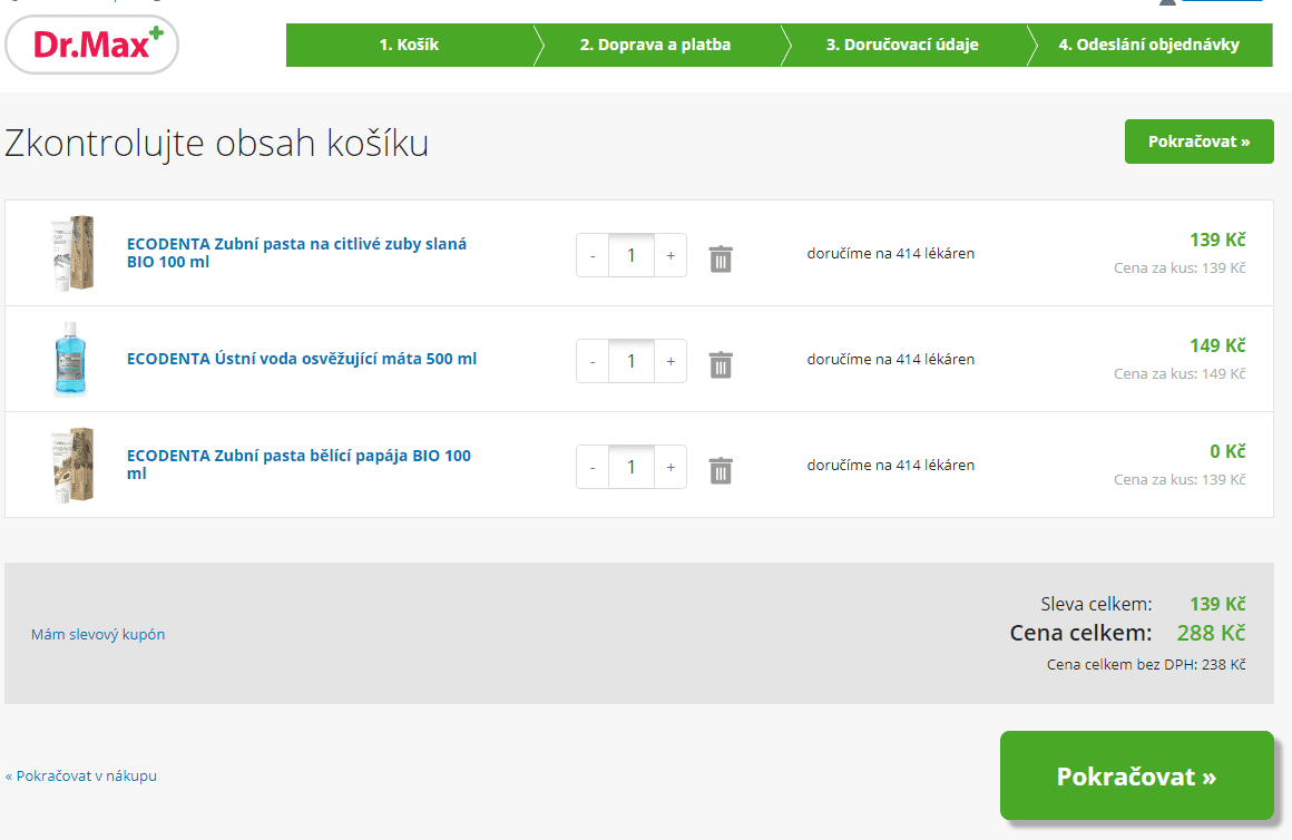 Akce 2+1 zdarma na produkty Ecodenta