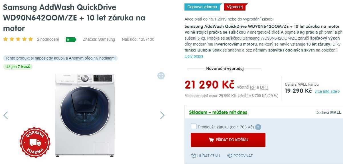 Pračka se sušičkou Samsung, 9/5kg, 1400 ot.