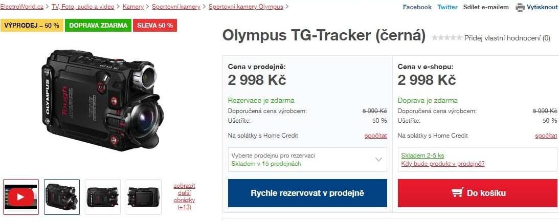 Akční 4K kamera Olympus TG Tracker, Wifi