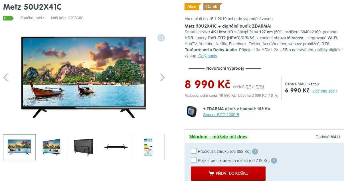 Ultra HD TV, HDR, Smart, 126 cm, Metz