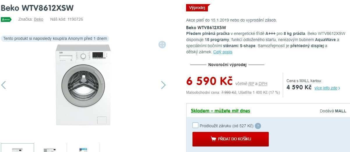 Pračka Beko, 8kg, 1200 ot., A+++