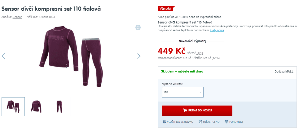 Dětské termoprádlo Sensor set