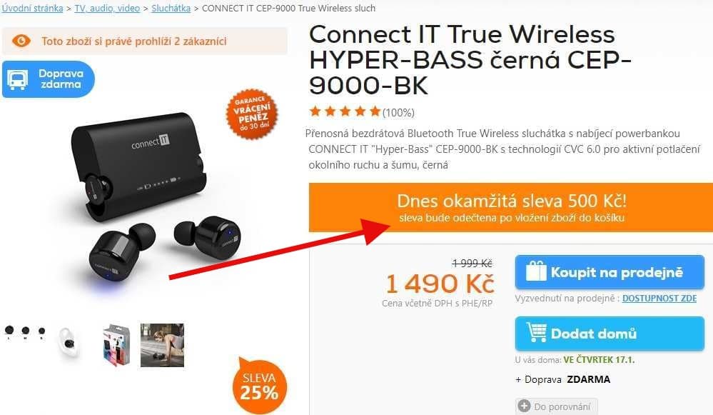 Bluetooth sluchátka CONNECT IT, mikrofon