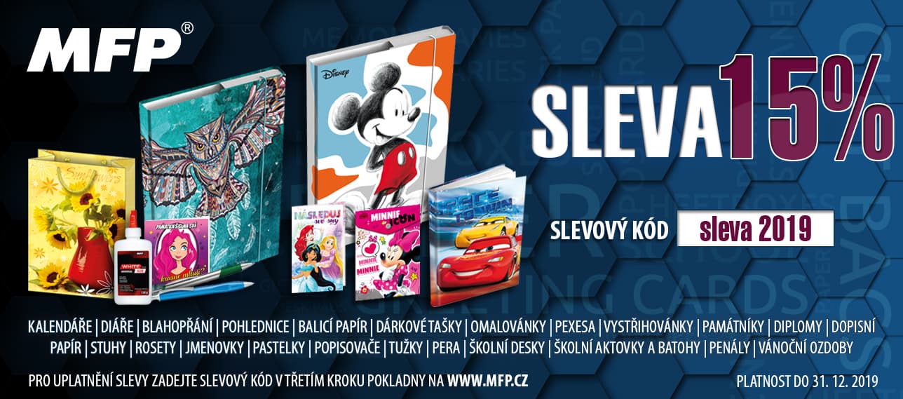 15% sleva na papírnické zboží