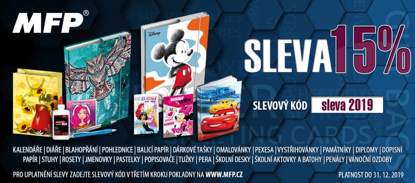 15% sleva na papírnické zboží