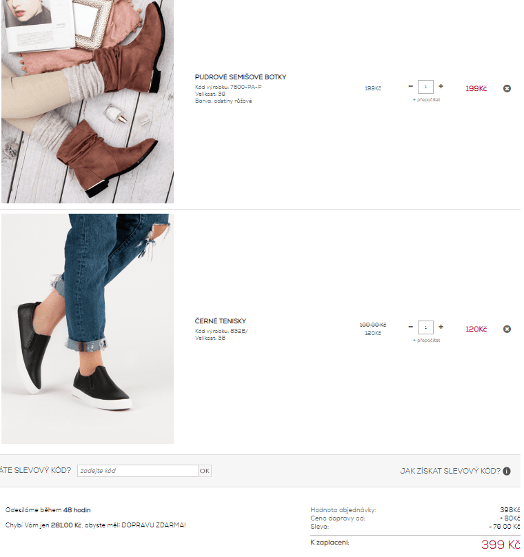 Casnaboty.cz - sleva 40% na druhý pár bot