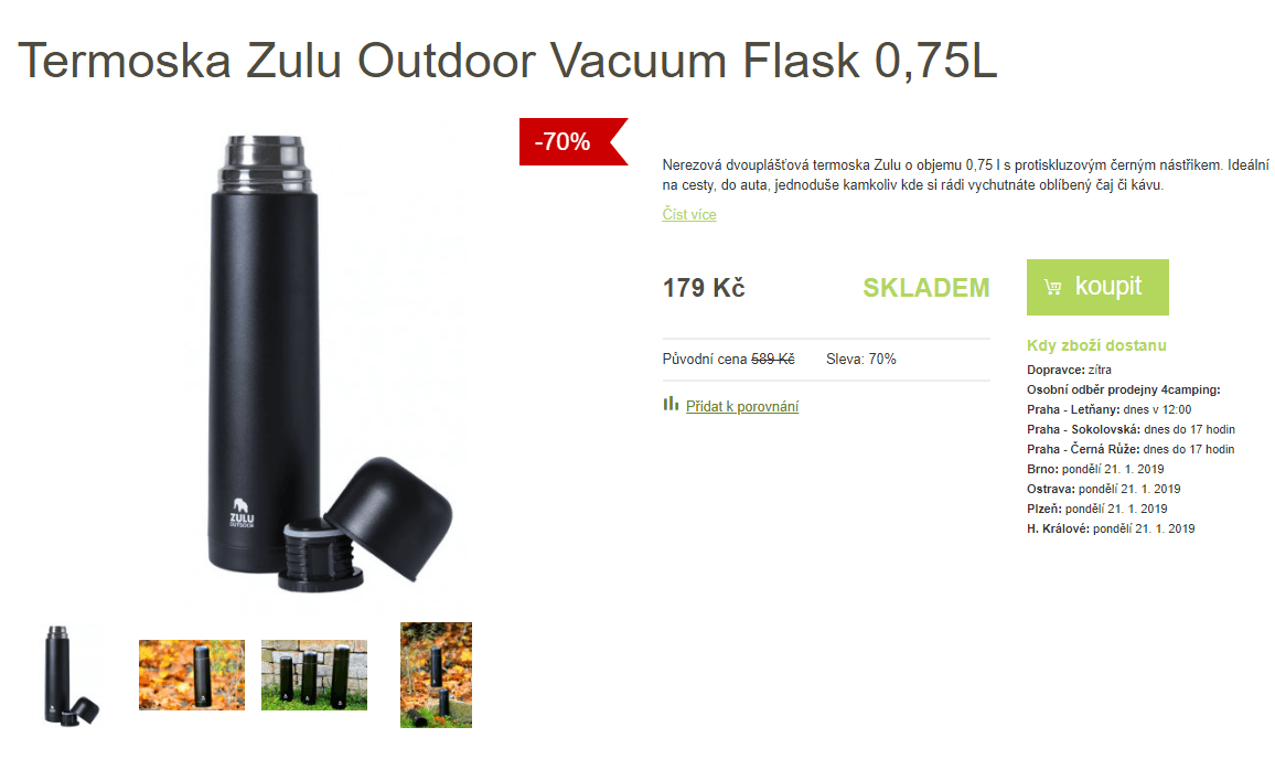 Termoska Zulu Outdoor Vacuum Flask 0,75L