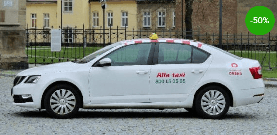 Poukaz v hodnotě 100 Kč na taxi služby Alfa
