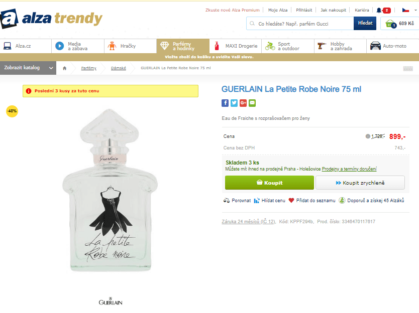 Dámský parfém 75ml. GUERLAIN La Petite Robe Noire