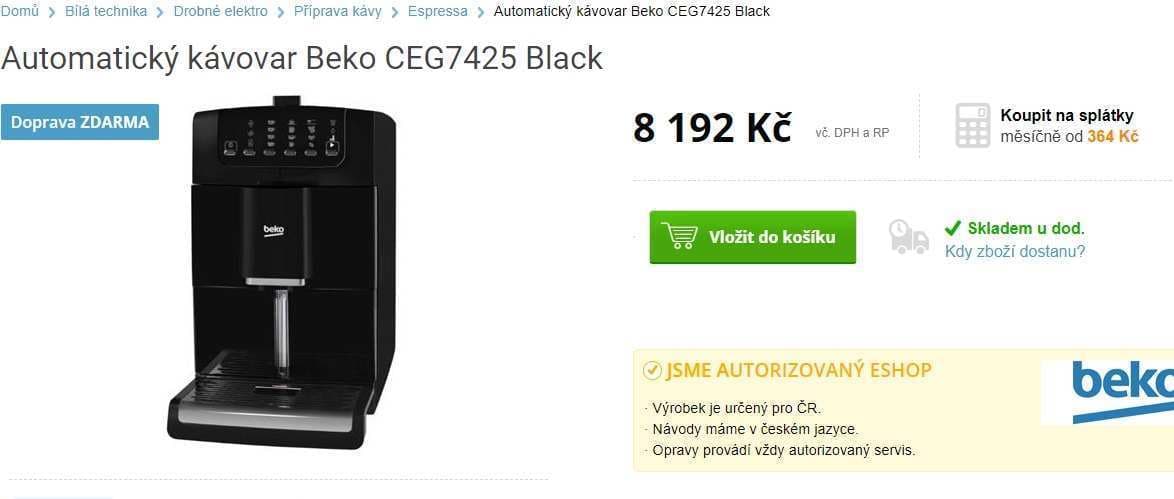 Automatický kávovar BEKO CEG7425