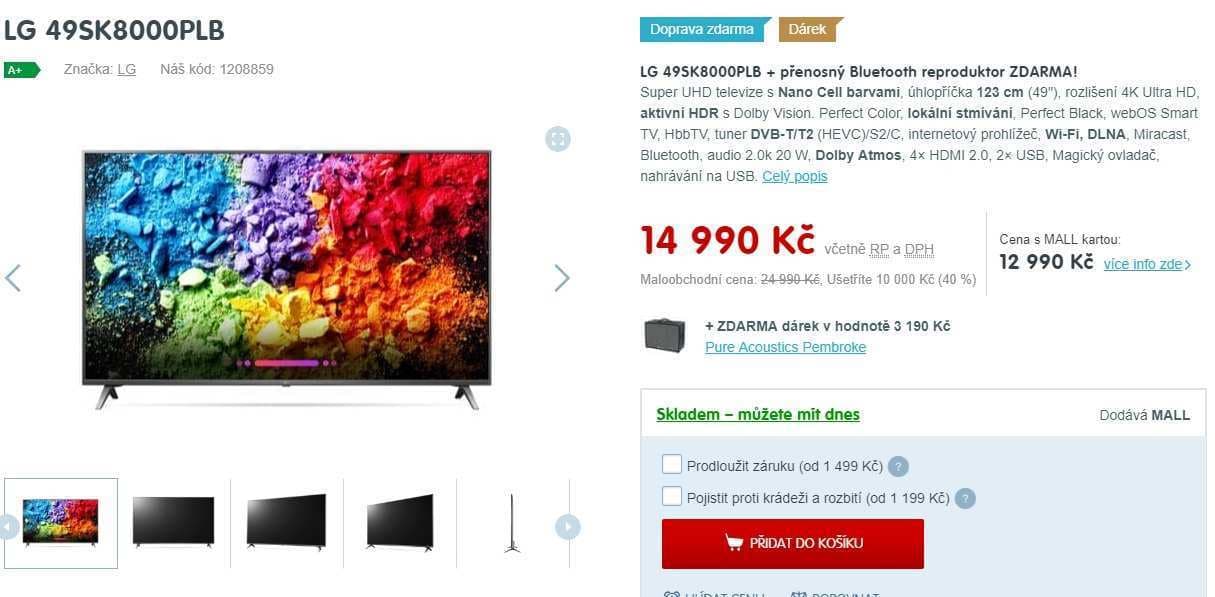 Ultra HD TV, HDR, Smart, 123 cm, LG