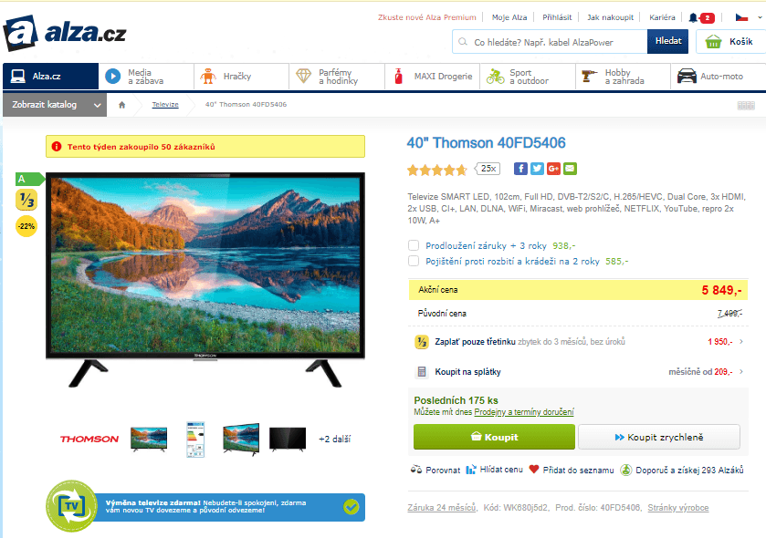 Full HD LED, Smart TV, 102cm, Thomson