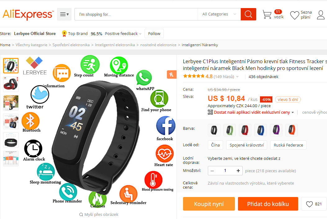 Fitness náramek Lerbyee C1