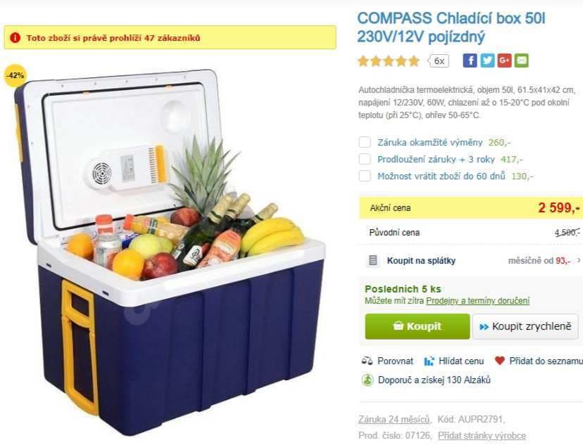 Lednice do auta Compass, 50 litrů