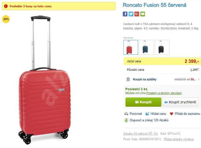 Skořepinový kufr kufry Roncato Fusion 55