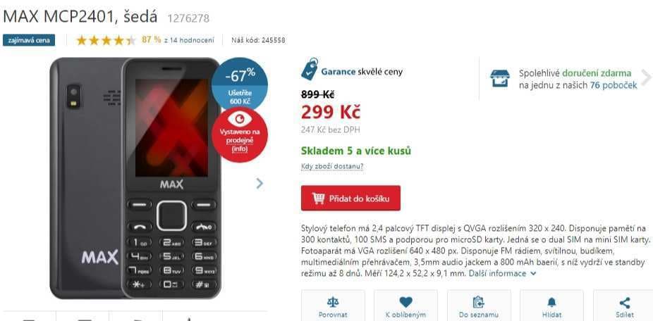 Klasický telefon MAX MCP2401