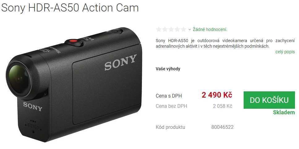 Outdoorová kamera Sony HDR AS50