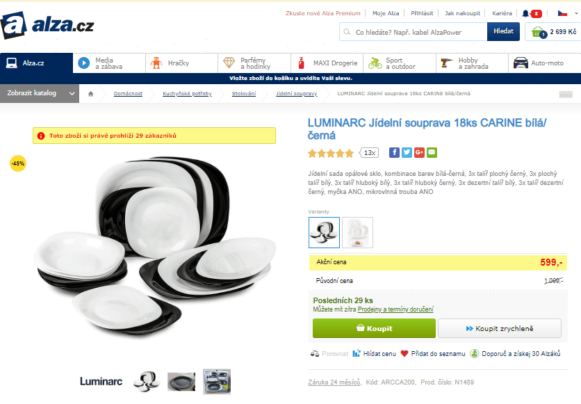 Jídelní souprava Luminarc Carine 18 ks