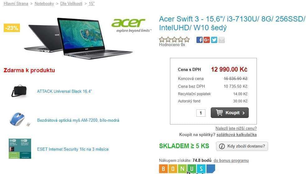 Acer, i3 2,7GHz, 8GB RAM, 15,6"