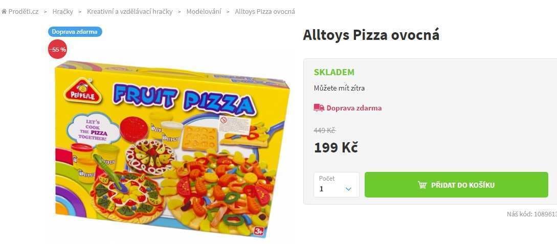 Pizza z modelíny Alltoys Pizza ovocná