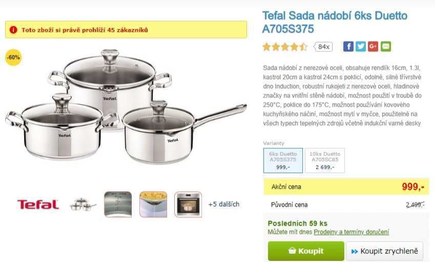 Sada nádobí Tefal Duetto 6 ks