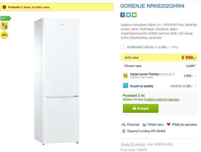 Komb. chladnička Gorenje, A+++, 200 cm