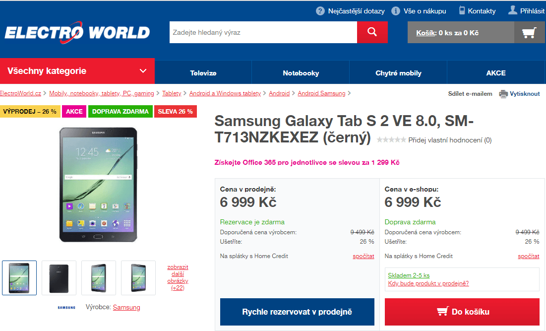 Tablet Samsung, 8x 1,8GHz, 3GB RAM, 8"