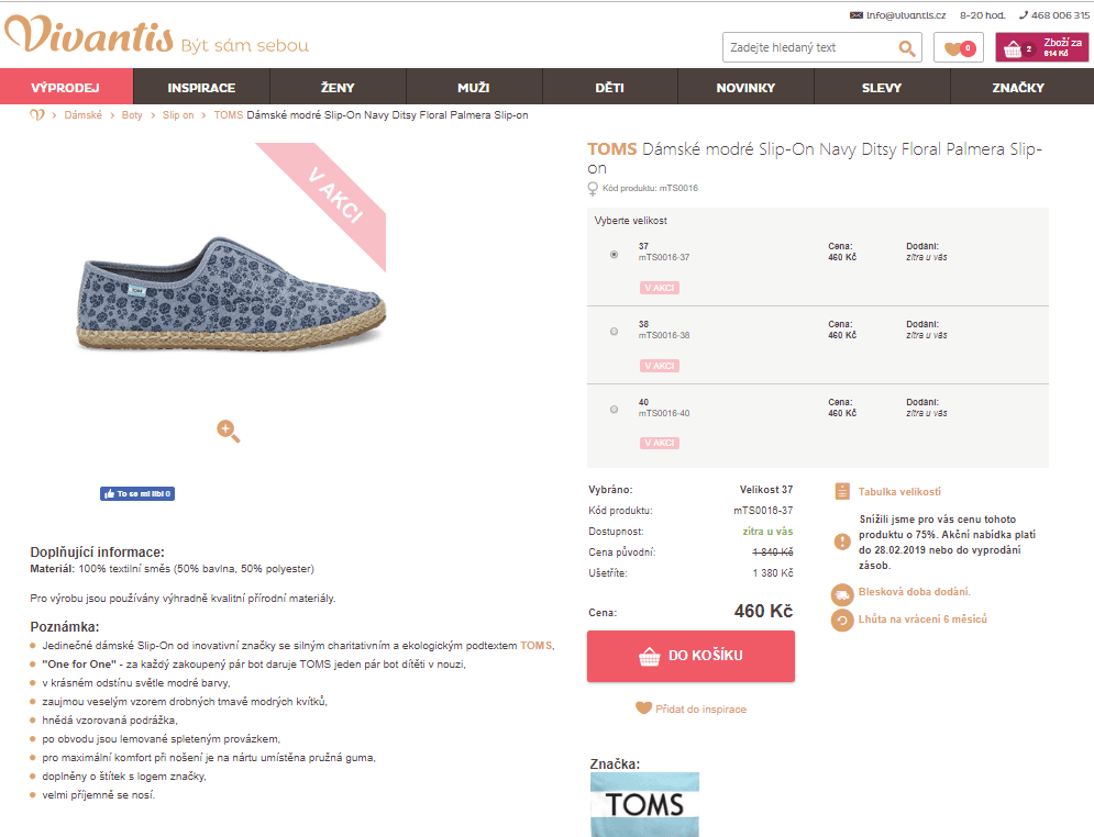 Dámské Slip-on TOMS Navy Ditsy Floral Palmera