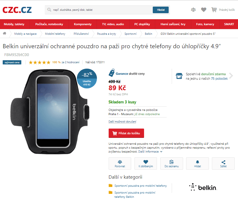 Pouzdro na paži Belkin pro telefony do 4,9“ 