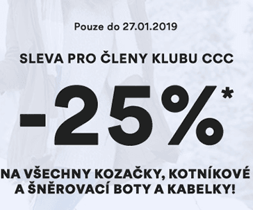 Sleva 25% na kozačky, kotníkové boty a kabelky