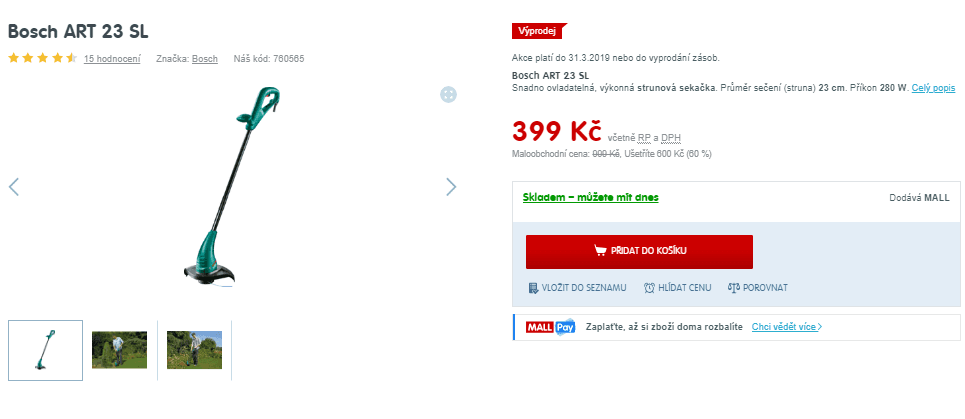 Elektrická strunová sekačka Bosch