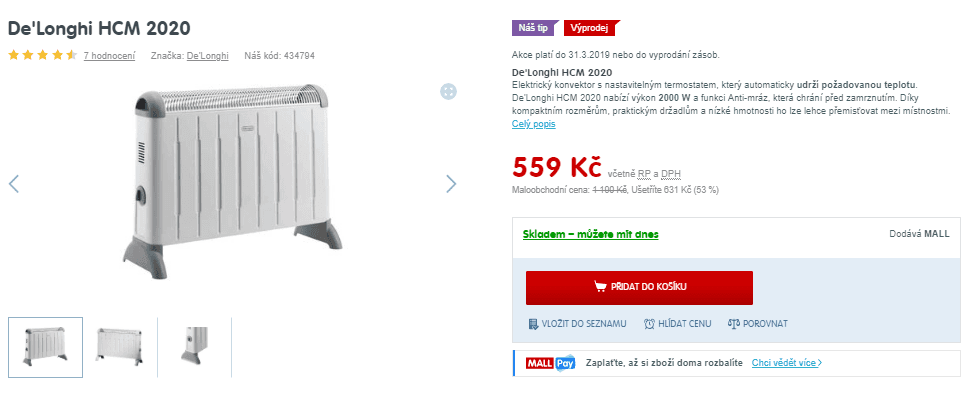 Elektrické topidlo DeLonghi HCM 2020