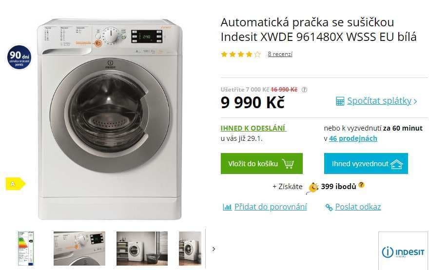 Pračka se sušičkou Indesit, 9/6kg, 1400 ot.