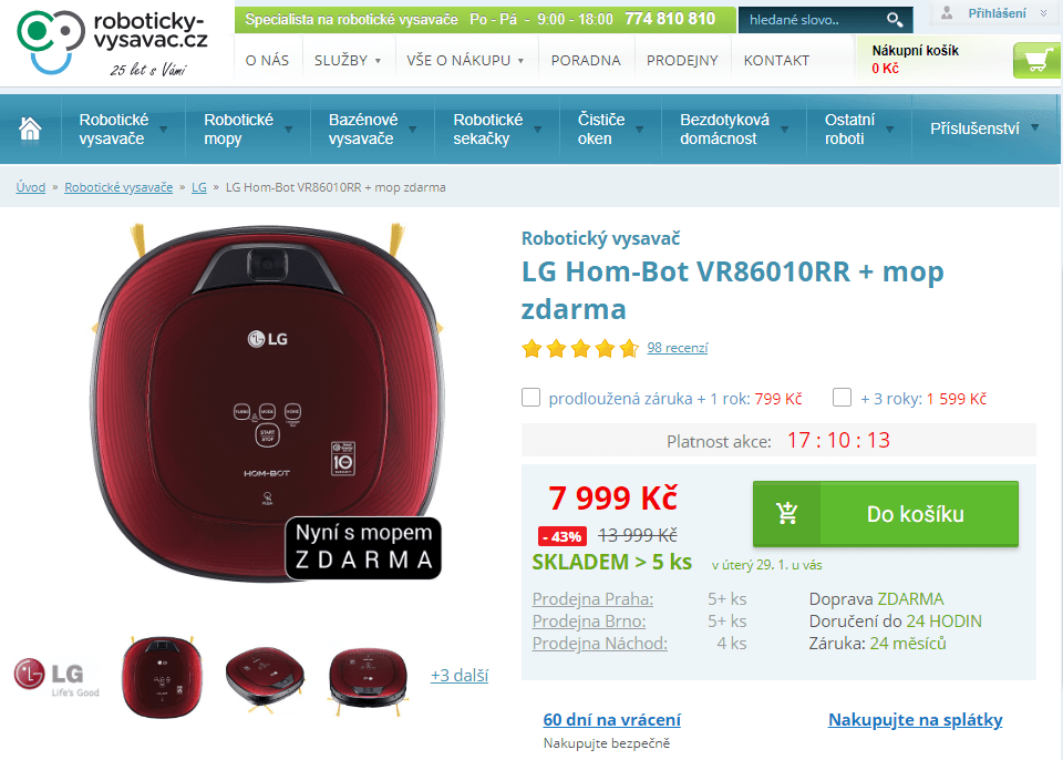 Robotický vysavač LG VR86010RR