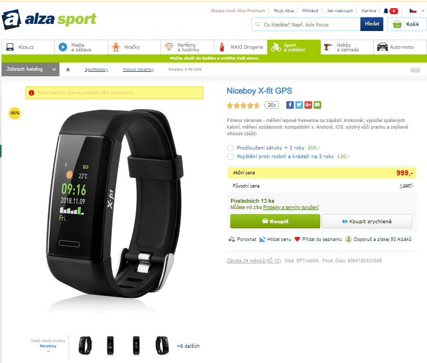 Fitness náramek Niceboy X-Fit GPS