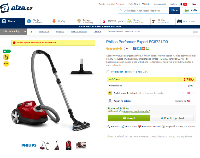 Sáčkový vysavač Philips FC8721/09