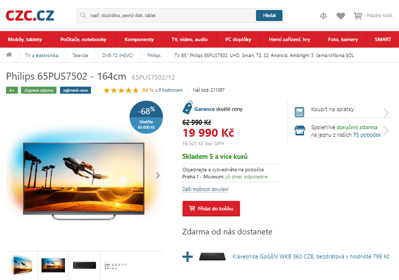 Ultra HD TV, HDR, Smart, 164cm, Philips