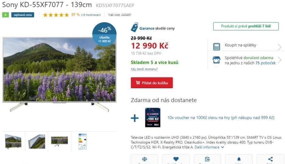 Ultra HD Smart TV, HDR, 139cm, SONY