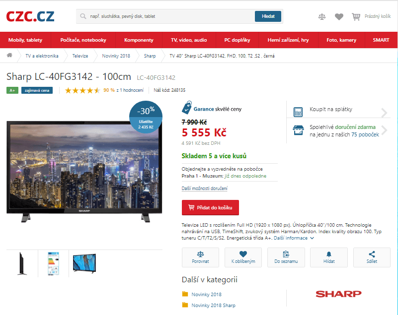 Full HD LED TV, 102cm, Sharp, Harman
