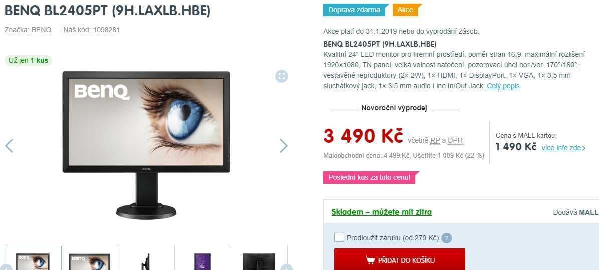 PC monitor BenQ, 24", repro